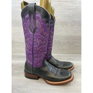 Lucchese Purple and Black Western Heeled Boots